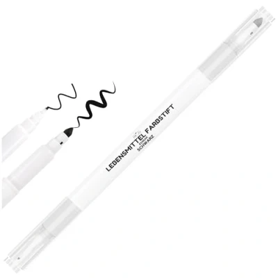Afbeelding van He Ju Voedselstift, zwart, eetbaar, met dubbele punt, veganistisch, glutenvrij, zwarte levensmiddelenkleurstof voor het beschilderen en schrijven op taarten enz. (1 stuk)