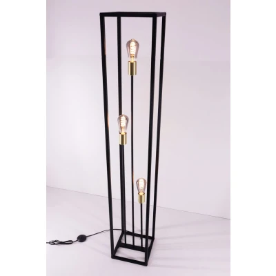 Afbeelding van Moderne vloerlamp Zwart Goud 3 lichts zuil frame