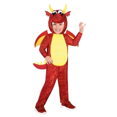 Afbeelding van Amscan Kinderkostuum Draak Junior Polyester Rood/geel Mt 4 6 Jaar