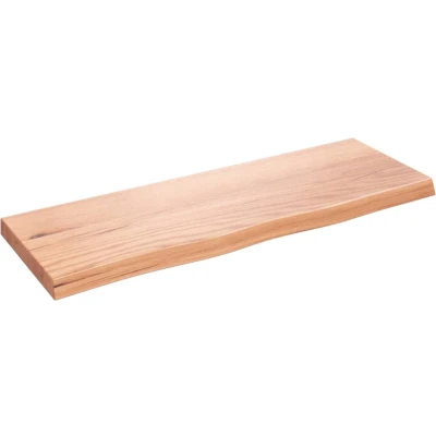 Afbeelding van Wastafelblad 80x30x4 behandeld massief hout lichtbruin