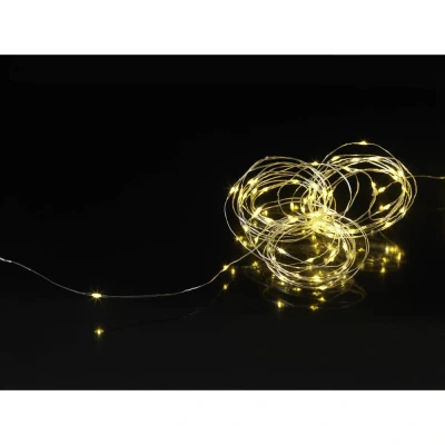 Afbeelding van Sygonix SY 4722038 Mini lichtketting Binnen/buiten werkt op batterijen Aantal lampen 50 LED Warmwit Verlichte lengte: 4.9 m Variabel instelbaar, Timer