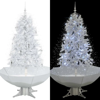Afbeelding van Kerstboom sneeuwend met paraplubasis 170 cm wit