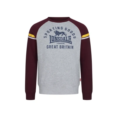 Afbeelding van Lonsdale Rundhals Normale Passform Bregis Sweater, Heren, Maat: XL, Marl grey oxblood navy
