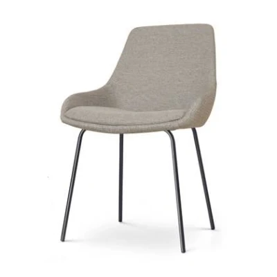 Afbeelding van Nolon Nora Isa Eetkamerstoel Warm Grijs Stof Zwart Onderstel Design Scandinavisch Comfortabel