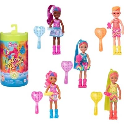 Afbeelding van Barbie Chelsea Color Reveal Pop met 6 verrassingen uit de Neon tie dye serie, print en kleurverandering, cadeau voor kinderen vanaf 3 jaar