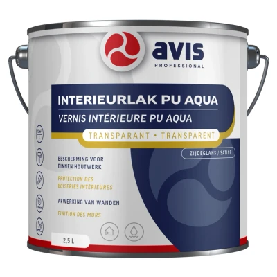 Afbeelding van Avis Aqua PU lak Zijdeglans 2,5 liter Blanke &amp; Beits