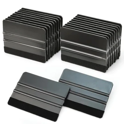 Afbeelding van Lunbengo 20 stuks kunststof rakel auto bekleding schraper 10x7cm raam getint folie gereedschap vilt applicator behang zwart