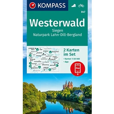 Afbeelding van KOMPASS Wanderkarten Set 847 Westerwald, Siegen, Naturpark Lahn Dill Bergland (2 Karten) 1:50.000