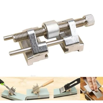 Afbeelding van power tool HA3327A Randslijpen, hoekslijper, vaste hoekslijpgeleiding, slijpgeleiding met roestvrijstalen rol voor houtbeitel, schaafmes, platte beitel, 82 x 55 40 mm