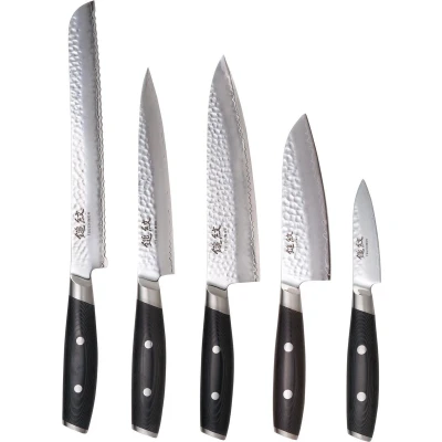 Afbeelding van Yaxell Tsuchimon Messenset 5 delig 3 Lagen Damaststaal VG10 Staal Canvas Micarta Heft