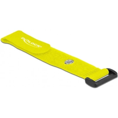 Afbeelding van Klittenband kabelbinders met gesp en ring 190 x 25mm / geel (5 stuks)
