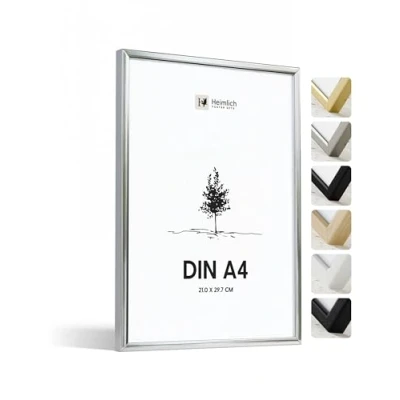 Afbeelding van Heimlich® 1 x A4 fotolijst 21 30 cm van zilverkleurig aluminium, lijst 29,7 cm, documentenlijst, onbreekbaar acrylglas, uitstekende duurzame kwaliteit, wanddecoratie