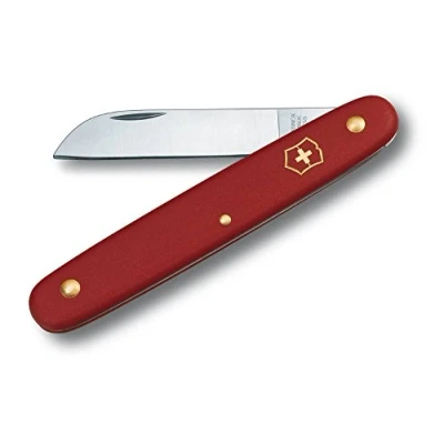 Afbeelding van Victorinox Bloemenmes voor linkshandigen, tuingereedschap, met roestvrije rechte draad, 55 mm, Zwitsers gemaakt, rood