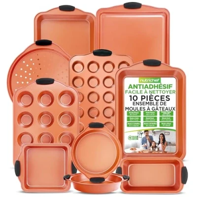 Afbeelding van NutriChef, Bakvormen set, 10 delige set Antiaanbak Koolstofstaal Bakset