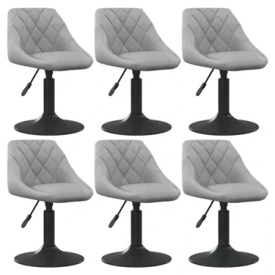 Afbeelding van vidaXL Eetkamerstoelen draaibaar 6 st fluweel lichtgrijs