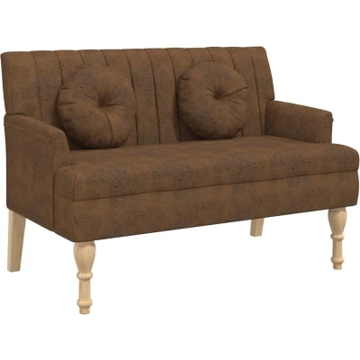 Afbeelding van vidaXL Bankje met kussens 113x64,5x75,5 cm kunstsuèdeleer bruin