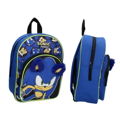 Afbeelding van mybagstory 3D Sonic rugzak voor jongens blauw kind school kleuterschool schooltas maat 31 cm verstelbare bandjes cadeau idee, blauw, kind,