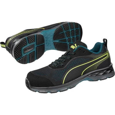 Afbeelding van PUMA Fuse Knit Black S1P veiligheidsschoen voor dames laag (zwart/blauw/lime) 902 10072 9931 41