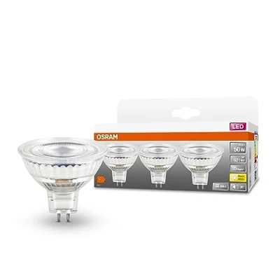 Afbeelding van Osram Niedervolt MR16 geleide reflectorlampen met renovatieschakelaar, led alternatief voor nedervolthalogeenlampen, 6,5 W, 12 V, 2700 K, 621 lm, levensduur 15.000 H, 3 stuks