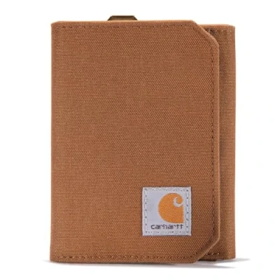 Afbeelding van Carhartt Portefeuille à trois volets, durable pour homme, disponible en cuir et toile, nylon marron canard, taille unique US