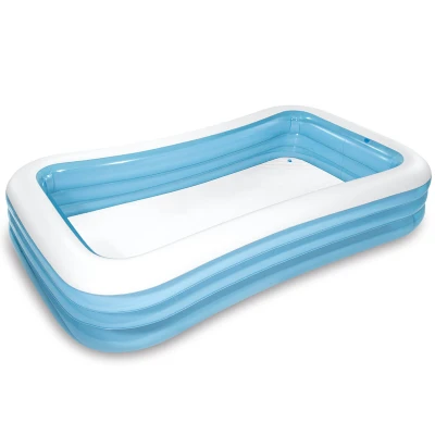 Afbeelding van Intex Kinderzwembad Family Pool 305 x 183 56 cm Wit/Blauw 999 Liter Vinyl Opblaasbaar Opzettijd: 10 Min Aansluiting pomp: 32 mm