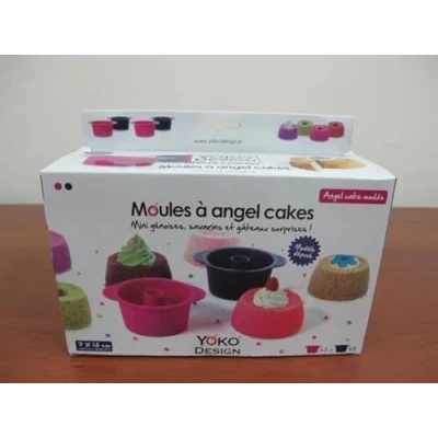 Afbeelding van Set van 4 mini siliconen vormpjes voor Angel Cake, 5,5 x 13cm, 250 ml, 40 +230 cakevorm met handgrepen cakevormen toast bakvorm broodvorm Broodbakvorm Bakbrood brood en cake anti aanbaklaag oven magnetron