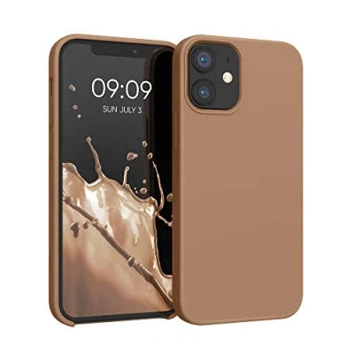 Afbeelding van kwmobile telefoonhoesje geschikt voor Apple iPhone 12 mini Hoesje met siliconen coating Smartphone case in cappuccino