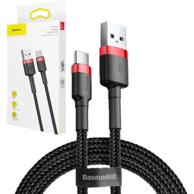 Afbeelding van Baseus Geweven Nylon USB naar C Fast Charge Kabel 0.5M Grijs