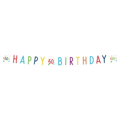 Afbeelding van Amscan Letterslinger Confetti 50 Birthday 180 Cm Papier