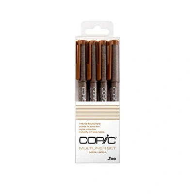 Afbeelding van Copic Sepia Multi liner Marker op pigmentbasis, 4 stuks