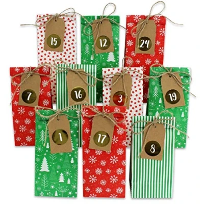 Afbeelding van Cadeauverpakking ADVENTSKALENDER 24 ZAKJES GEKLEURD