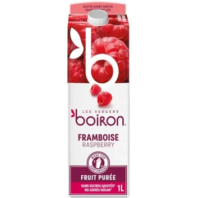 Afbeelding van Boiron Framboos, 100% vruchten, zonder suiker, aroma&#039;s, kleur of conserveringsmiddelen, perfect voor cocktails, desserts, bakken en ijscrème, 1 liter
