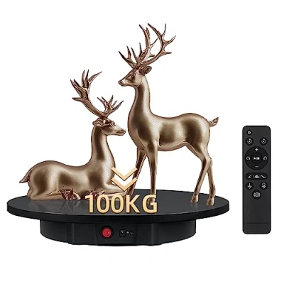 Afbeelding van Mcbazel 360 elektrisch draaiplateau, 42 cm, professionele fotografie, platina, 100 kg, automatisch gemotoriseerd graden draaibaar display voor video/sieraden/horloges zwart
