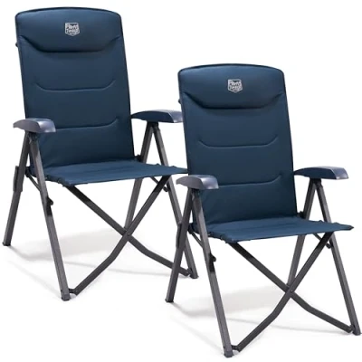Afbeelding van TIMBER RIDGE Set van 2 opvouwbare campingstoelen met hoge rugleuning, kleine afmetingen in opgevouwen toestand, 150 kg, 4 verstelbare posities, tas, aluminium ligstoel, tuinligstoel