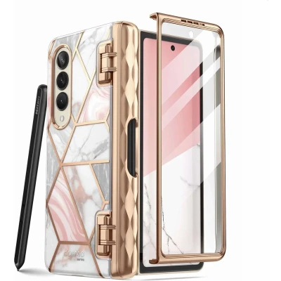 Afbeelding van Cosmo 360 hoesje met screenprotector Geschikt Voor Samsung Z Fold 4 Marmer