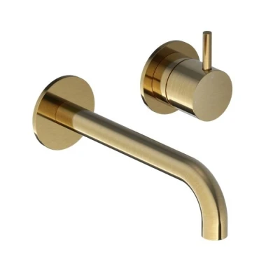 Afbeelding van HotBath Cobber inbouw Wastafelkraan 18cm uitloop Geborsteld Messing PVD