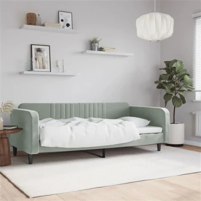 Afbeelding van vidaXL Slaapbank 100x200 cm fluweel lichtgrijs