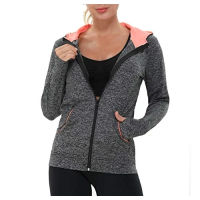 Afbeelding van AMZSPORT Hardloopjack voor dames, lange mouwen, trainingsjack met zak, yoga, fitness, sport, 223001 Zwart