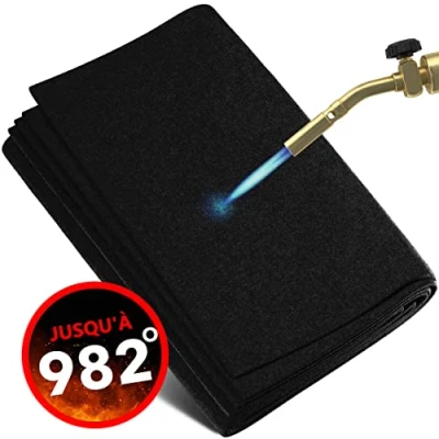 Afbeelding van vuurvast tapijt, 50 x cm, hittebestendig tot 982 C, zwart, vlamvertragende stof, ideaal als vuurmat of grillmat, onbrandbare hittebeschermingsmat, paneel