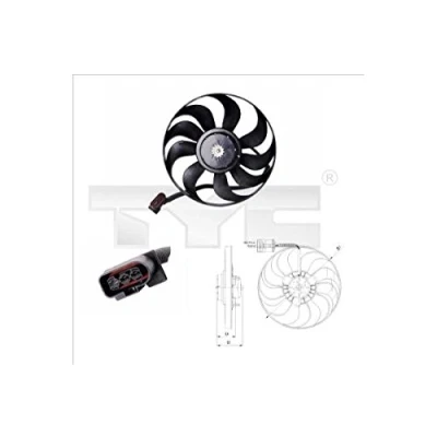 Afbeelding van TYC 837 0022 Radiator Ventilator 290 220 Zonder ventilatorraamwerk VOLKSWAGEN: Bora Saloon, Golf 4, SKODA: Octavia I Hatchback
