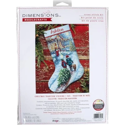 Afbeelding van Borduurpakket Kerstsok kerst traditie van Dimensions 70 08995