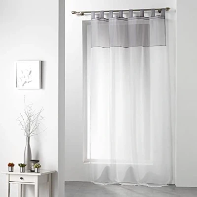Afbeelding van Livetti Vitrage met oogje Net Curtain 135x240cm Wit Grijs