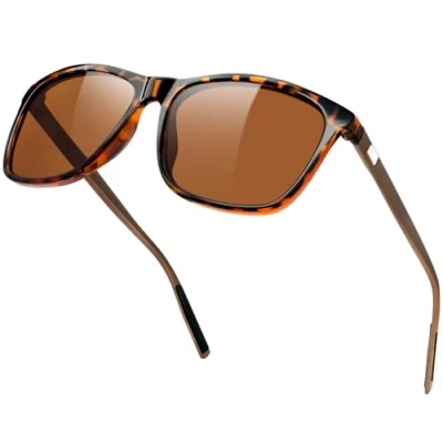 Afbeelding van Zonnebril Gepolariseerd voor Heren Dames Klassiek Retro Mode Met UV400 Bescherming Lichtgewicht Fietsbril Unisex, Bruin