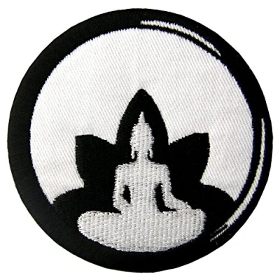 Afbeelding van Geborduurde patch in de vorm van een Lotus Boeddha, zenboeddhisme, om te naaien of lijmen met strijkijzer