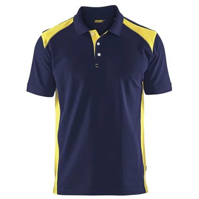 Image de Polo piqué marine et jaune fluorescent