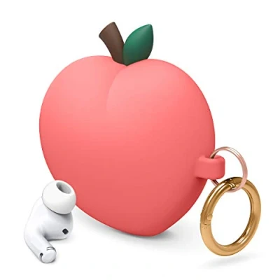 Afbeelding van elago Peach hoes compatibel met Apple AirPods Pro, schattig 3D design sleutelhanger (rood)
