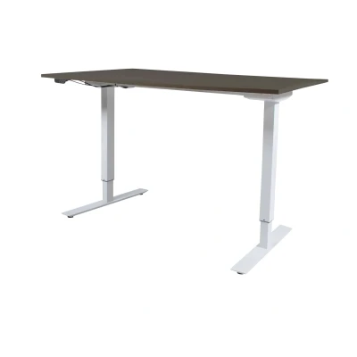 Afbeelding van Lectro Basic bureau, zit sta (69 116cm) hoogte verstelbaar dmv elektromotor met 140x80cm logan eiken 25mm blad en aluminium (RAL9006) frame