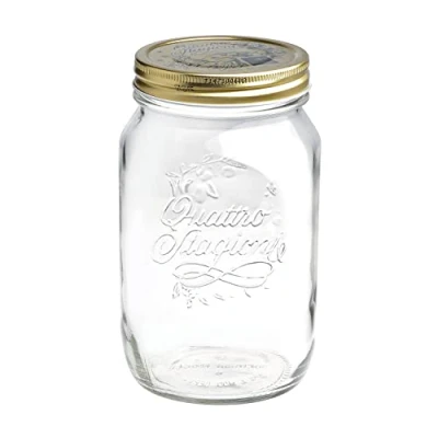 Image de Bormioli Bocal en Verre avec Couvercle 1 L, Transparente