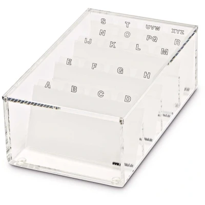 Afbeelding van MAUL visitekaartbox acryl met deksel incl. index 11.4x19x7.2cm visitekaartenhouder