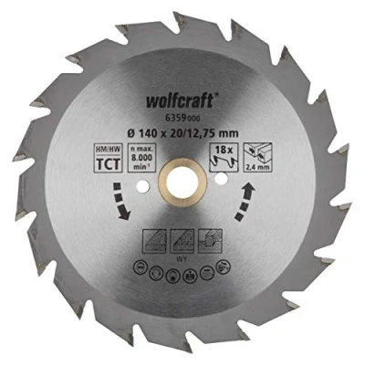 Afbeelding van Wolfcraft 6359000 Hardmetaal cirkelzaagblad 140 x 20 mm Aantal tanden: 18 1 stuk(s)